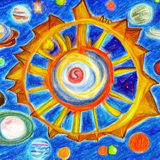 Image similar to the universe, children's drawing