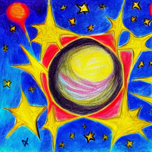 Image similar to the universe, children's drawing