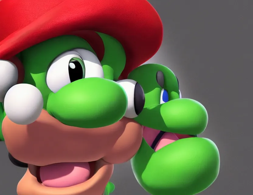 Image similar to highly detailed portrait of yoshi from nintendo, head and torso, unreal engine