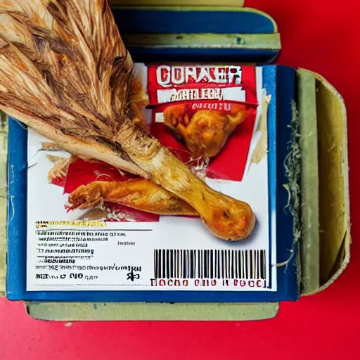 Image similar to a chicken drumstick next to a box of matches