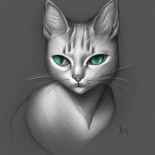 Image similar to beautiful pencil drawing of a cat by the artist loish, flowy lines, done in procreate, very beautiful sketch by loish