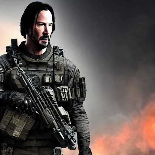 Prompt: Keanu reeves in Call of duty vanguard 4K detailed super realistic