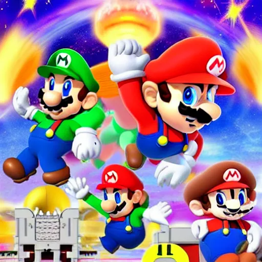 Image similar to super Mario bros super show in space