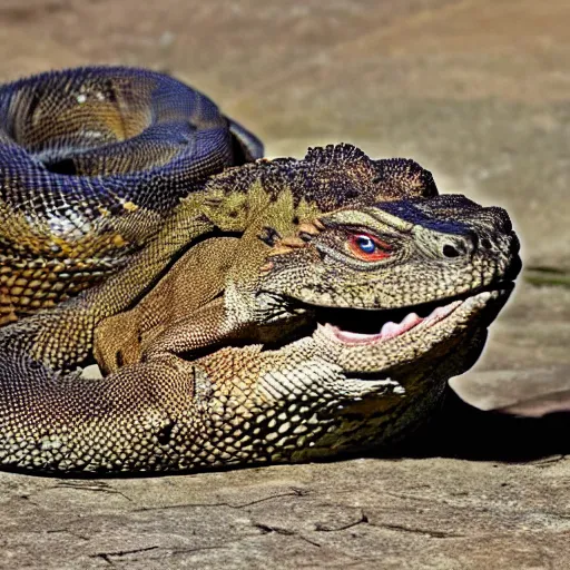 Image similar to Komodo dragon and snake hybrid mutant animal