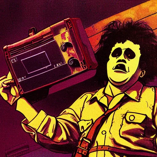 Prompt: Leatherface NES game box art