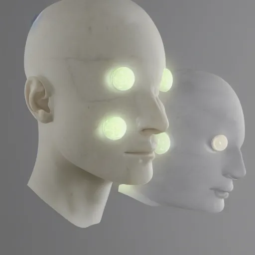 Prompt: light mask, marble, detailed, 8k, glowing