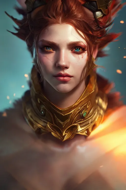 Image similar to league of legends portrait, au naturel, hyper detailed, digital art, trending in artstation, cinematic lighting, studio quality, smooth render, unreal engine 5 rendered, octane rendered, art style by klimt and nixeu and ian sprigger and wlop and krenz cushart.