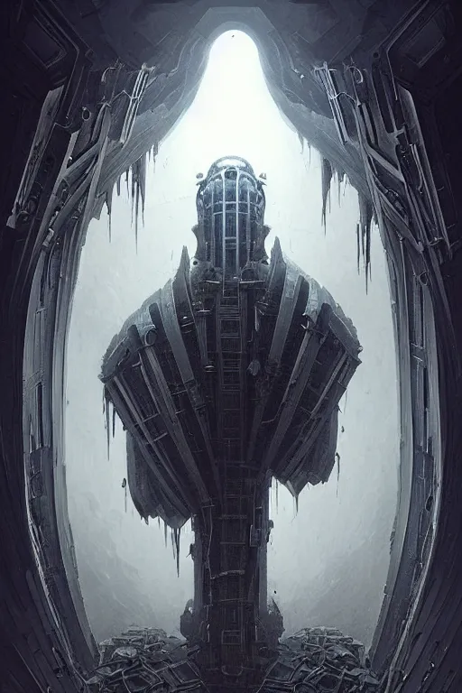 Prompt: professional concept art of a symmetrical! ominous floating!!! mechanical steel terrifying!! giant monster thing in a dark room by artgerm and greg rutkowski. an intricate, space, elegant, highly detailed digital painting, concept art, smooth, sharp centred focus, illustration, cubism, in the style of cam sykes, wayne barlowe, igor kieryluk.