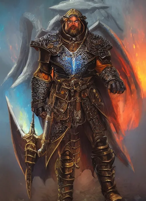 Prompt: holy paladin, ultra detailed fantasy, dndbeyond, bright, colourful, realistic, dnd character portrait, full body, pathfinder, pinterest, art by ralph horsley, dnd, rpg, lotr game design fanart by concept art, behance hd, artstation, deviantart, hdr render in unreal engine 5
