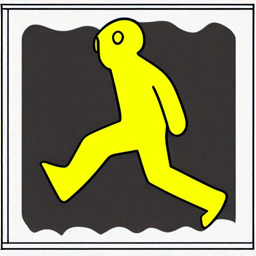 Image similar to a child running, image suitable for use as an icon, simple cartoon style