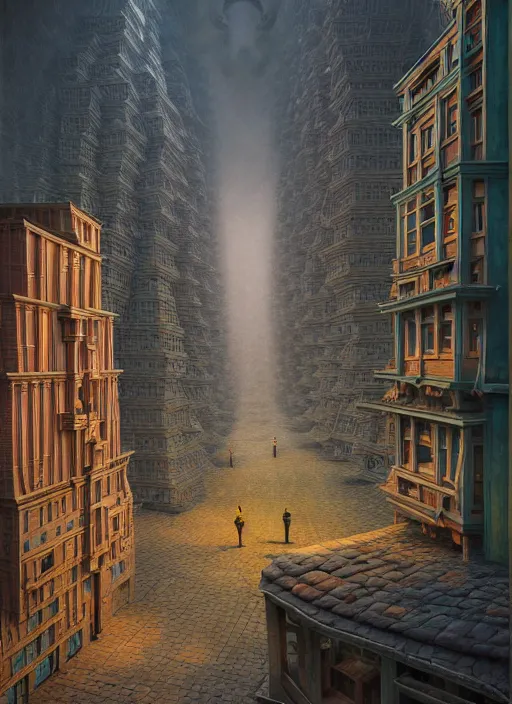 Image similar to hyper detailed 3d render like a Oil painting - the secret city by Jacek Yerka, Mariusz Lewandowski, Abstract brush strokes, Masterpiece, Edward Hopper and James Gilleard, Zdzislaw Beksinski, Mark Ryden, Wolfgang Lettl, hints of Yayoi Kasuma, octane render, 8k