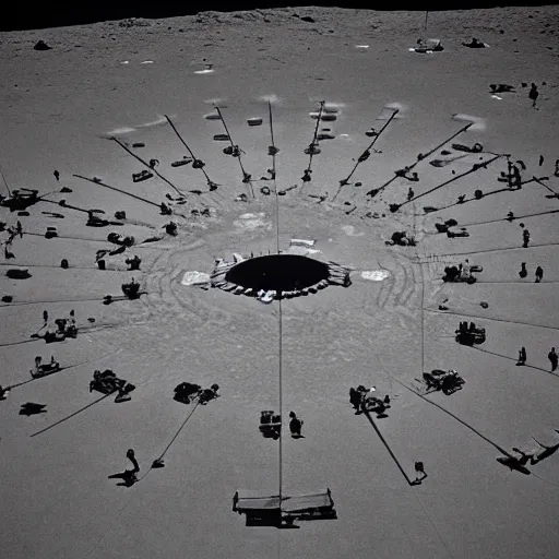 Image similar to photograph of a packed concert burning man on the surface of the moon