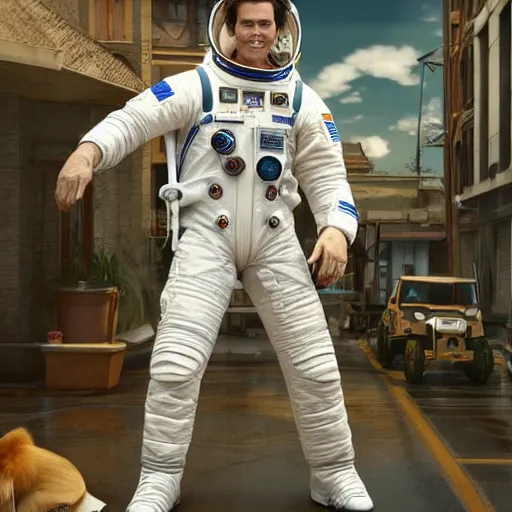 Prompt: hyperrealistic image of ace ventura pet detective astronaut, stunning 3 d render, inspired by istvan sandorfi & greg rutkowski & unreal engine, perfect symmetry, dim volumetric cinematic lighting, 8 k octane comprehensive render, extremely hyper - detailed, incredibly lifelike attributes, intricate, real flesh texture, masterpiece, artstation, stunning,