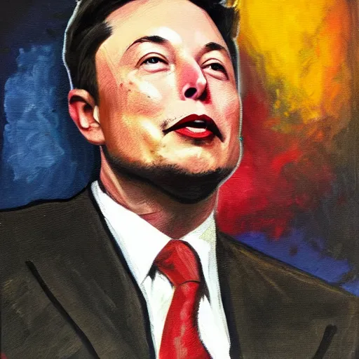 Prompt: an oil painting of elon musk