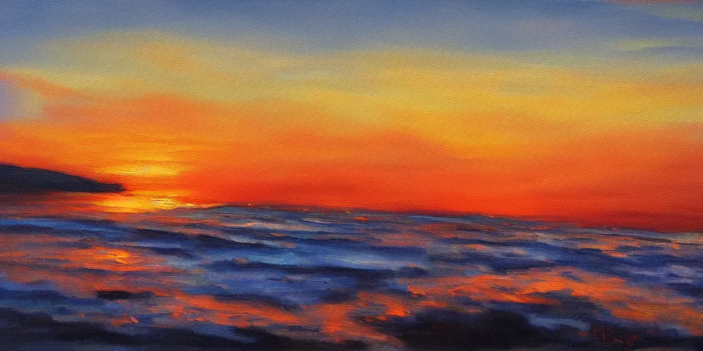 Prompt: Sunset, oil painting