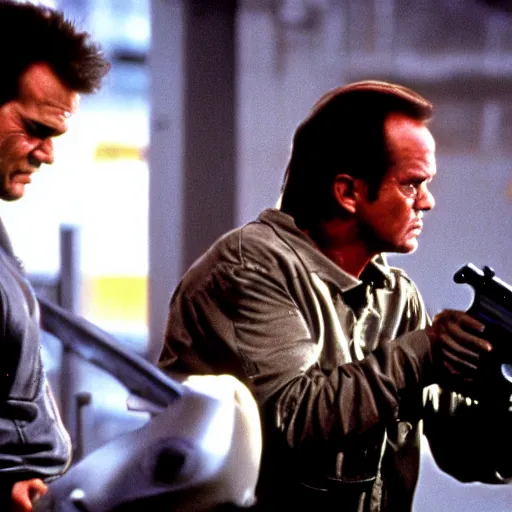 Image similar to scene where Jack Nicholson plays Terminator and kills John Connor, scene from the film