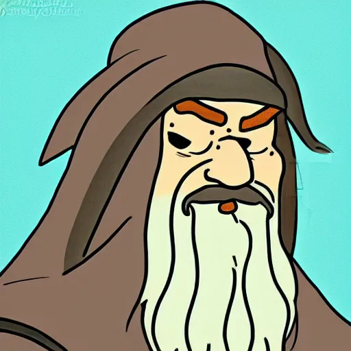 Image similar to gandalf portrait, simpsons cartoon style.