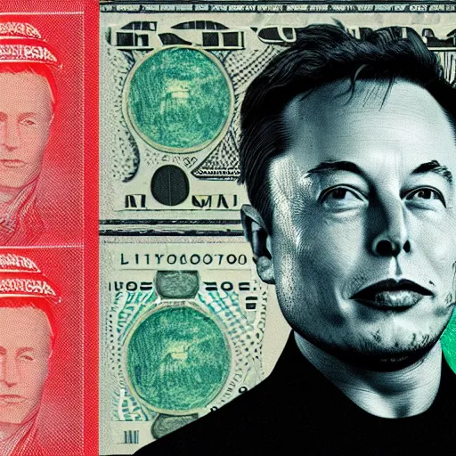 Image similar to Elon musk on the Mars Dollar bill