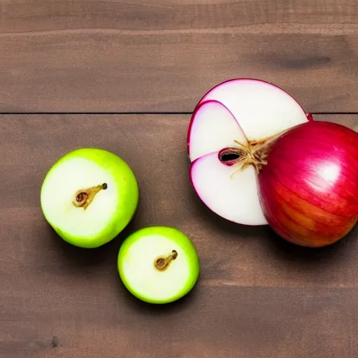 Image similar to balance with one apple in one side and one onion in the other