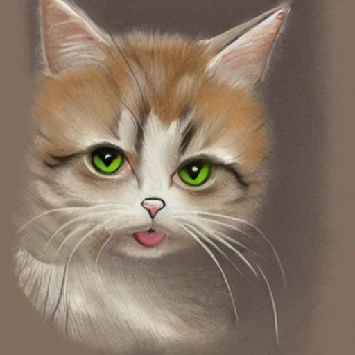 Image similar to Terence Greer illustration of a cute cat