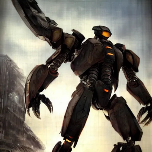 Prompt: a jaeger from pacific rim, concept art