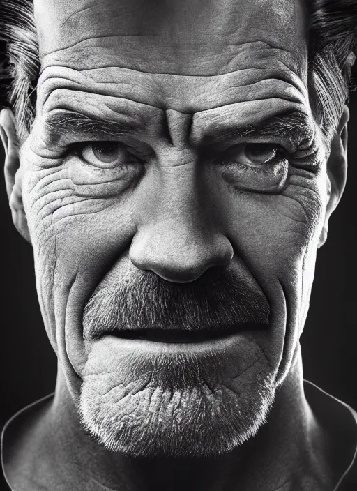 Prompt: photo of Bryan Cranston as Thanos by Eolo Perfido and Lee Jeffries, smile, head shot, detailed, award winning, Sony a7R