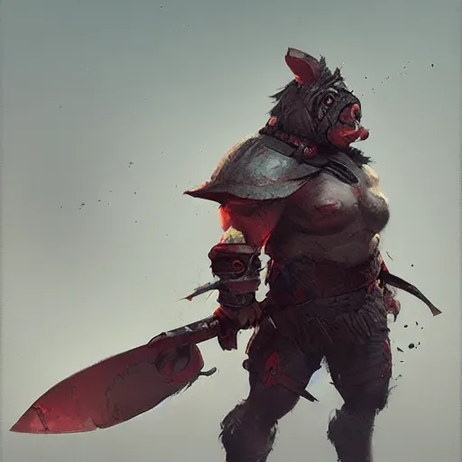 Image similar to a warrior pig, artstation, greg rutkowski