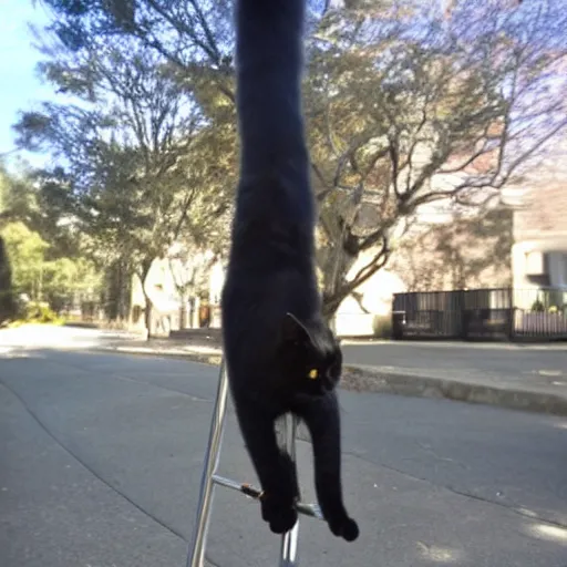 Image similar to black cat sliding down a metal pole dance