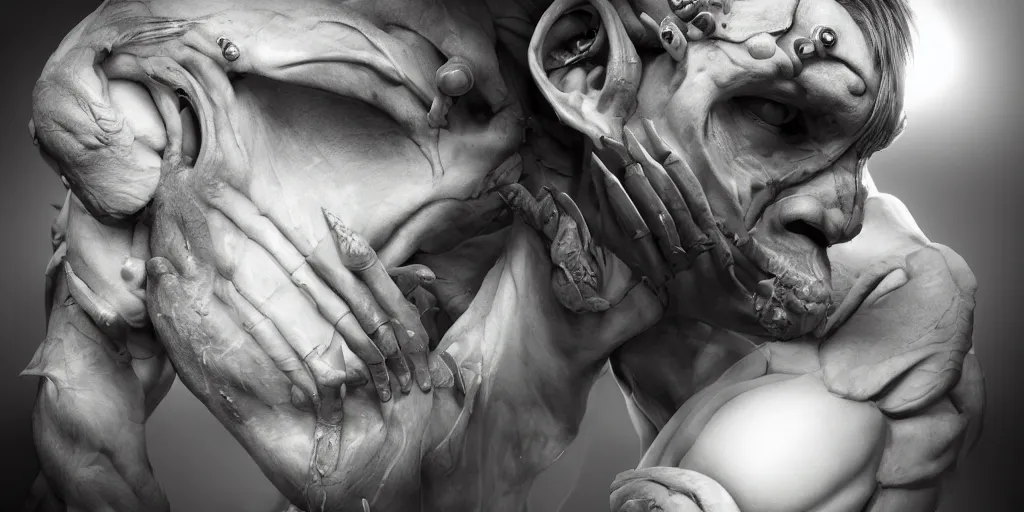 Image similar to hyper realistic photography of a stunningly beautiful cyborg male, intimately holding close, in the style of beth cavener, jin kagetsu,, and wlop, highly detailed, intricate filigree, symmetry, masterpiece, award winning, sharp focus, concept art, highkey lighting, ambient lighting, octane render, 8 k, artstation