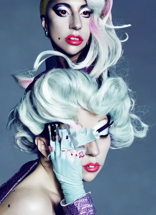 Image similar to lady gaga styled by nick knight posing in an japanese setting , vogue magazine, Highly realistic. High resolution. Highly detailed. Dramatic. 8k.4k.