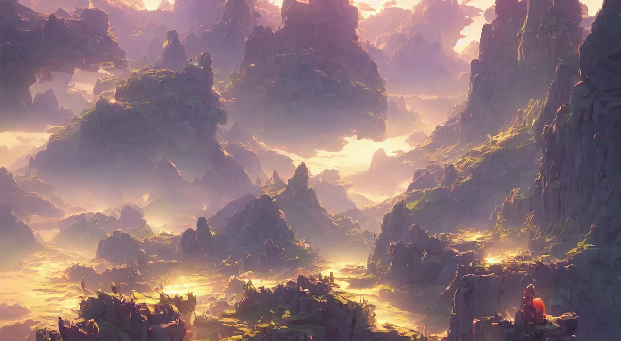 Image similar to flag colored wall fortress greeble illusion landscape wonderworld paradize, behance hd by jesper ejsing, by rhads, makoto shinkai and lois van baarle, ilya kuvshinov, rossdraws global illumination