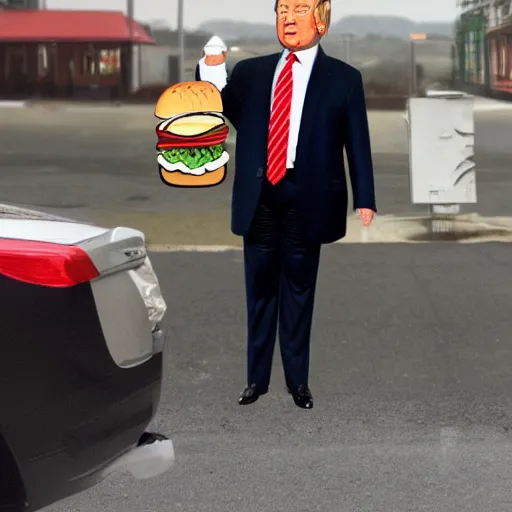 Image similar to Donald Trump with a burger for a head