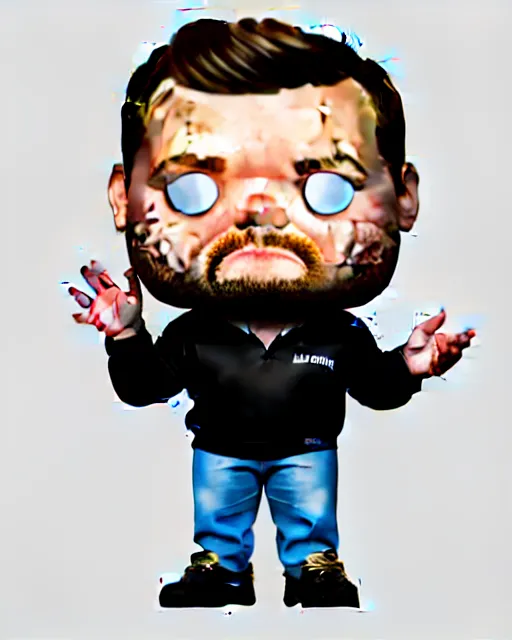 Image similar to full body 3d render of James Corden as a funko pop, studio lighting, white background, blender, trending on artstation, 8k, highly detailed , intricate details