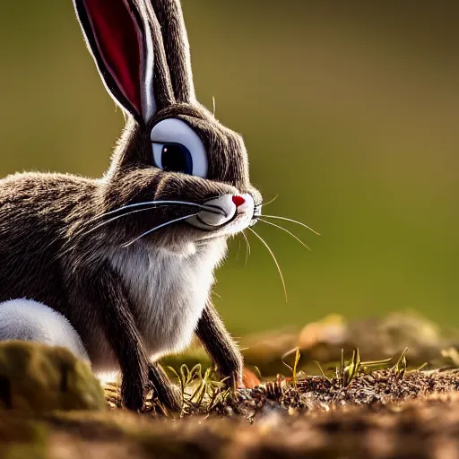 Image similar to Portrait of a bugs bunny, sigma 85mm Lens F/1.4, award winning photography