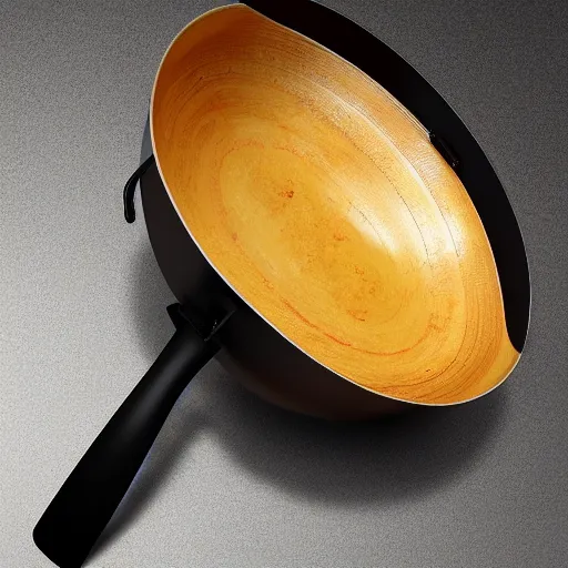 Prompt: elongated wok, stretched out so that it is ovular, photorealistic, 8k
