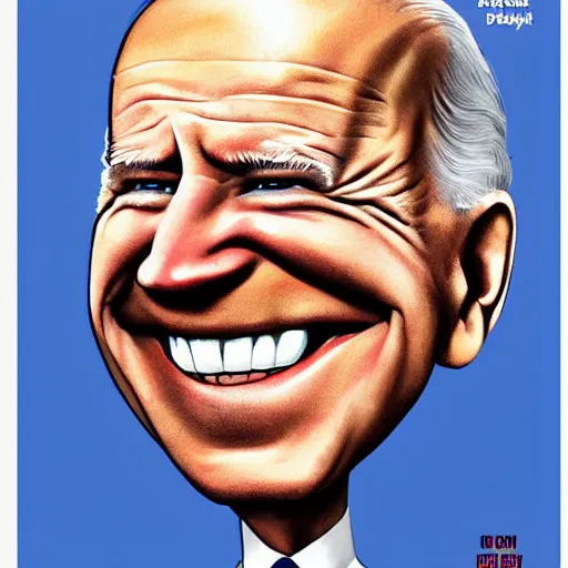 Image similar to caricature of Joe Biden on the cover of Mad Magazine, in the style of Alfred E. Neuman