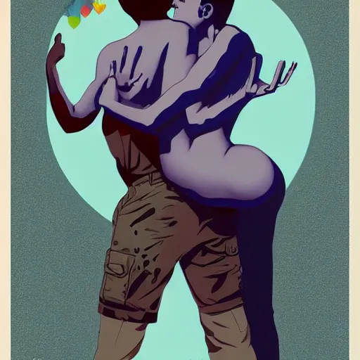 Image similar to poster by tomer hanuka, real lgbt love