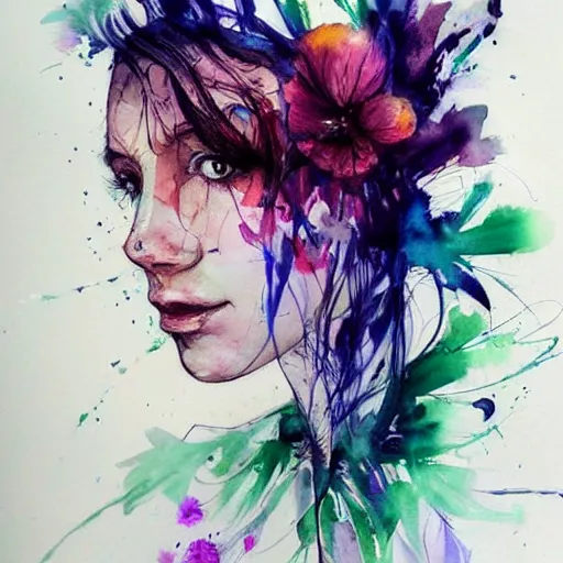 Prompt: watercolor flower by agnes cecile