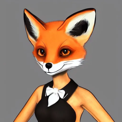 Image similar to a fox fursona wearing a maid outfit, highly detailed, digital art, trending on artstation, furry art