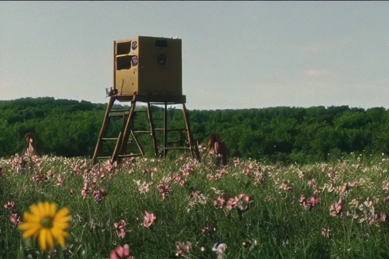 Image similar to vhs 1 9 8 0 s cinema footage of a scene from the movie midsommar directed by ari aster, film grain