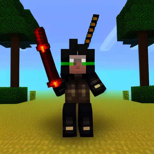 Image similar to black knight with horns, shooting beam of flowers from chest, minecraft style