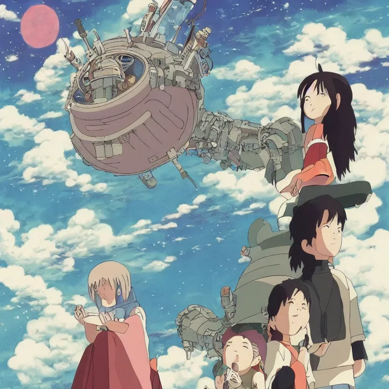 Image similar to spirited away but in space, anime, studio ghibli, beautiful