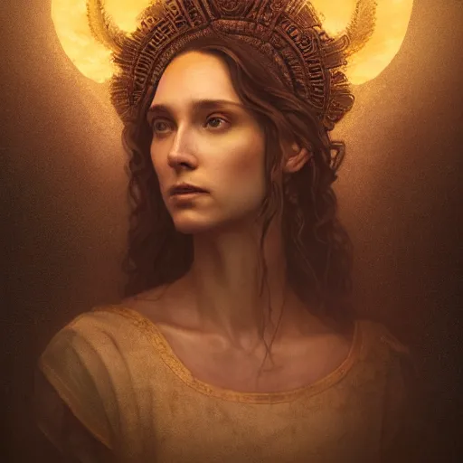 Image similar to majestic gracious regal goddess hecate portrait, mysterious atmospheric lighting, elysian fields, ancient greece, painted, intricate, volumetric lighting, beautiful, rich deep colours masterpiece, golden hour, golden ratio, sharp focus, ultra detailed, by leesha hannigan, ross tran, thierry doizon, kai carpenter, ignacio fernandez rios