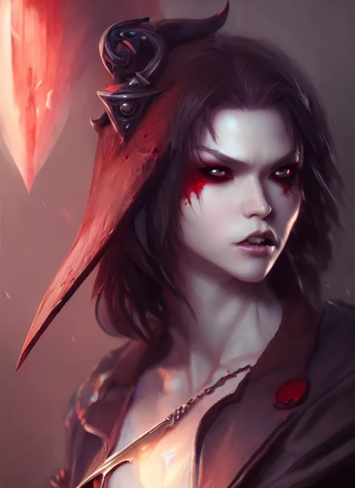 Image similar to character concept art of a vampire warrior, key visual, realistic shaded perfect face, fine details by stanley artgerm lau, wlop, rossdraws, james jean, andrei riabovitchev, marc simonetti, and sakimichan, trending on artstation