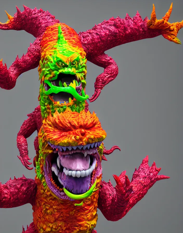 Image similar to 3 d render of a colorful kaiju!!! sofubi!!!! promo shots 4 k photography