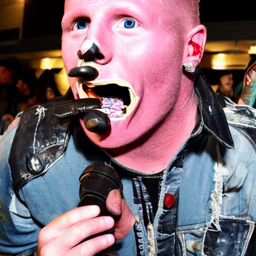 Prompt: corey taylor with duct tape on his mouth
