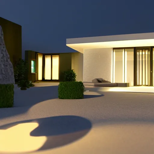 Image similar to crystal ball with mini modern house with led strip lights inside it, octane render hyperdetailed,