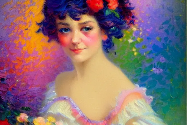 Prompt: impressionist brushstrokes!!!! lisa frank and and richard schmid and jeremy lipking victorian loose genre loose painting full length portrait painting of a walmart