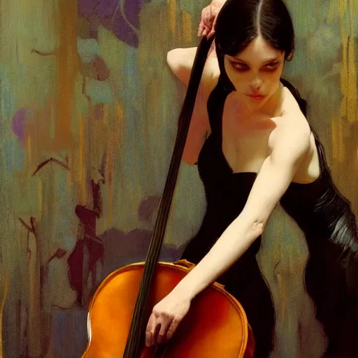 Image similar to cello, intricate, elegant, highly detailed, greg manchess, mucha, liepke, ruan jia, jeffrey catherine jones, ridley scott