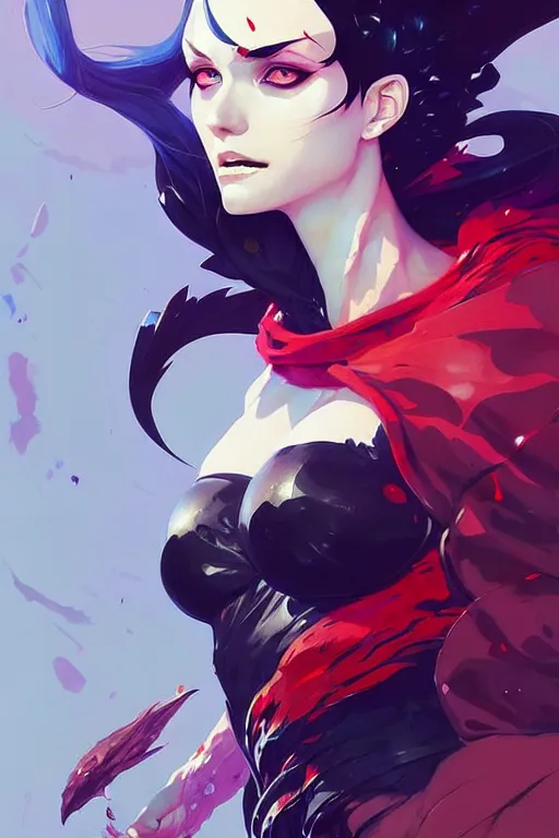 Image similar to a ultradetailed painting of morgana from league of legends by conrad roset, greg rutkowski and makoto shinkai trending on artstation